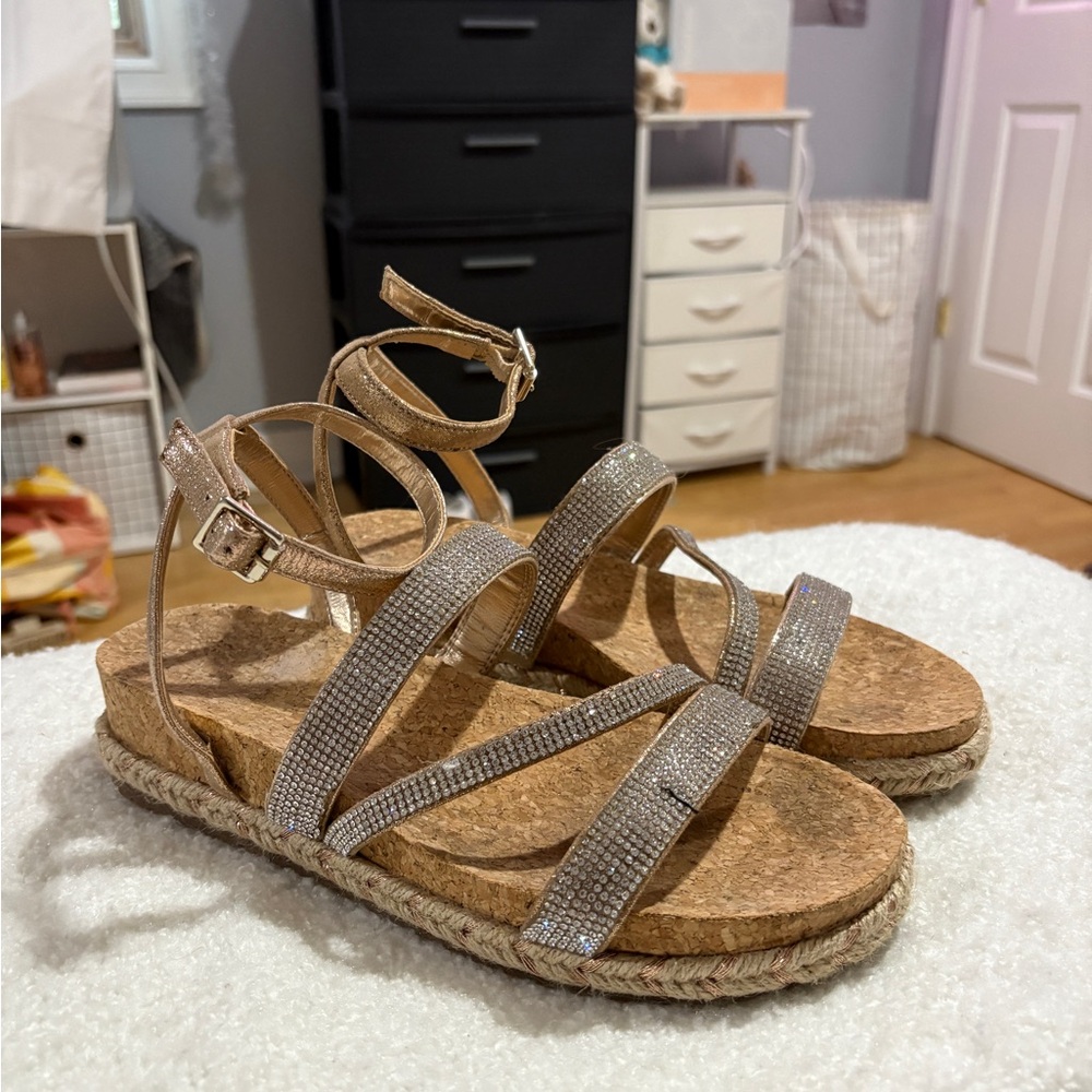 Kelly & Katie Rose Gold & Silver Rhinestone Shimmer Sandals